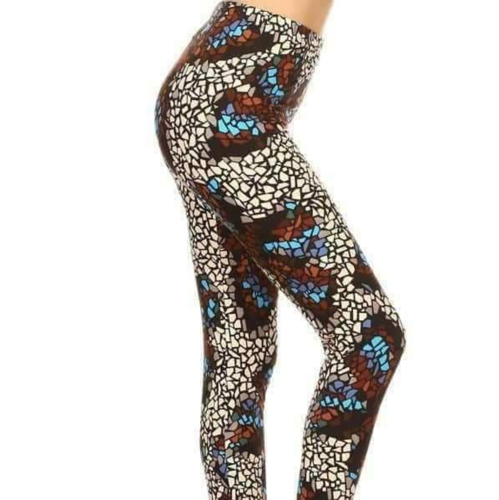 Super Plush Plus Mosaic Butterfly Print Leggings